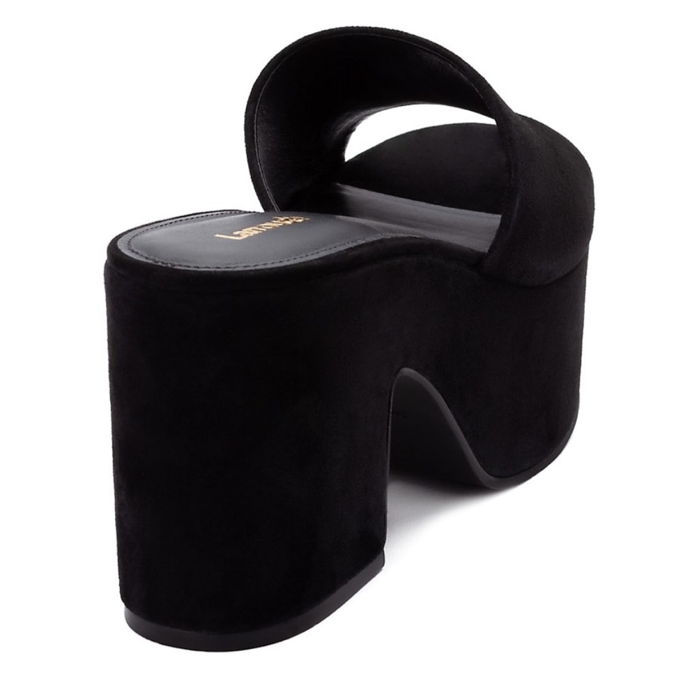 Larroude Black Suede Platform Mule Heels - Picture 3 of 6